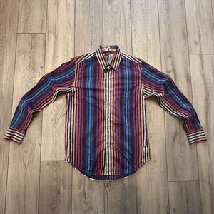 Robert Graham Shirt Men Small Tailored Fit Flip Cuff Striped Long Sleeve Y2K
